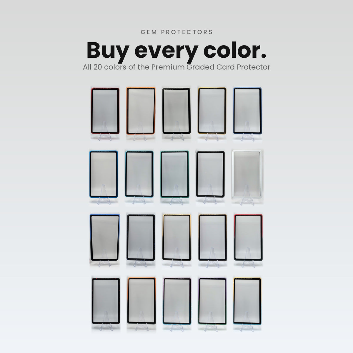 Buy every color: all 20 colors of the Gem Protectors Premium Graded Card Protector